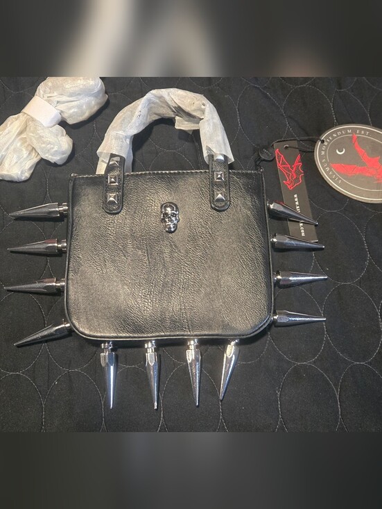 Killstar Handbags - Killstar Black Mini Spike Satchel with Silver Skull & Studs